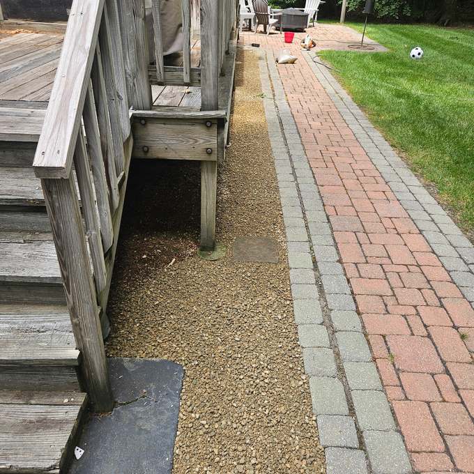 The same strip cleared and topped with fresh pea stone